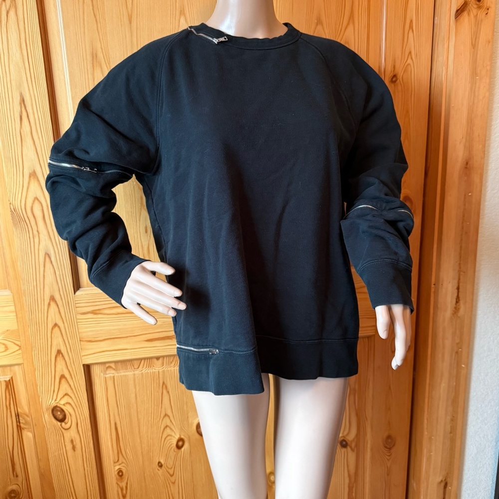 Marc Jacobs Punk Sweatshirt Black Womens Size L Rare Grunge Goth Zippers